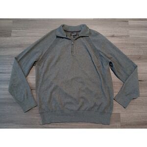 Banana Republic Men's Gray Cotton Cashmere Knit Quarter Zip Sweater Size XL
